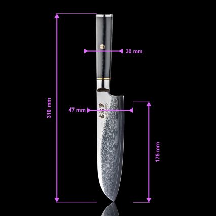 Gudaro - Juego de 3 cuchillos de cocina de acero damasco AKIRO + soporte magnético