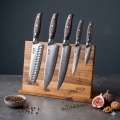 Gudaro - Juego de 5 cuchillos de cocina de acero Damasco SHIRO + soporte magnético
