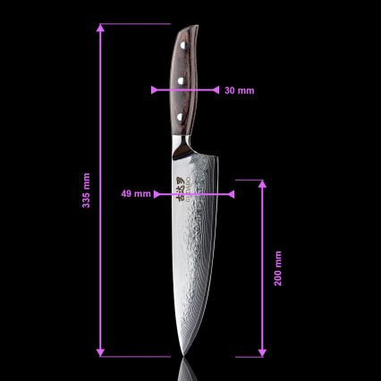 Gudaro - Juego de 5 cuchillos de cocina de Damasco SHIRO + soporte para cuchillos y tijeras para aves
