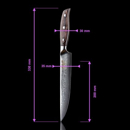 Gudaro - Juego de 5 cuchillos de cocina de Damasco SHIRO + soporte para cuchillos y tijeras para aves