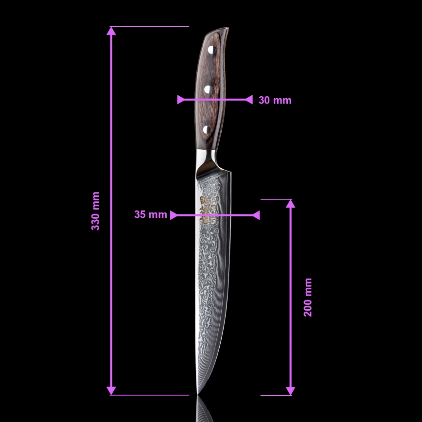 Gudaro - Juego de 5 cuchillos de cocina de Damasco SHIRO + soporte para cuchillos y tijeras para aves