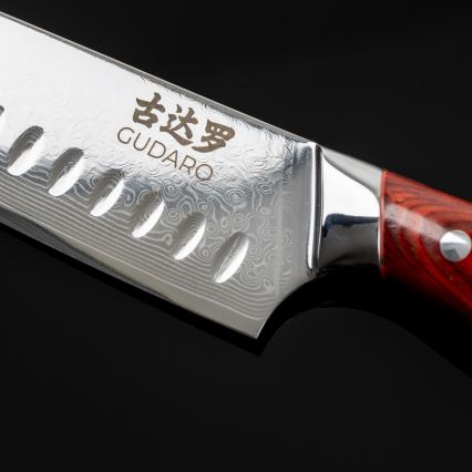 Gudaro - Juego de cuchillos de cocina con bloque KENSHO, 7 piezas, acacia