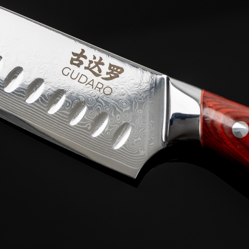 Gudaro - Juego de cuchillos de cocina con bloque KENSHO, 7 piezas, acacia