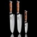 Gudaro - SET 2x cuchillo Santoku de Damasco FENG 7,5, 67 capas de acero, longitud 18 cm + 1x GRATIS cuchillo de cocina de Damasco FENG 3,5, 67 capas de acero, longitud 9,5 cm