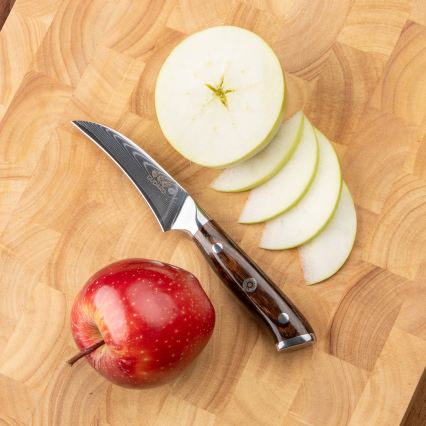 Gudaro - Pack de 2 cuchillos Santoku de Damasco FENG 7,5, 67 capas de acero, longitud 18 cm + 1x GRATIS cuchillo de cocina para frutas de Damasco FENG 3,5, 67 capas de acero, longitud 9,5 cm