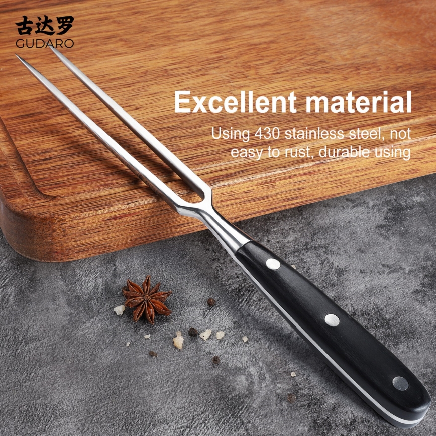 Gudaro - Tenedor de cocina MIYABI negro/pakka