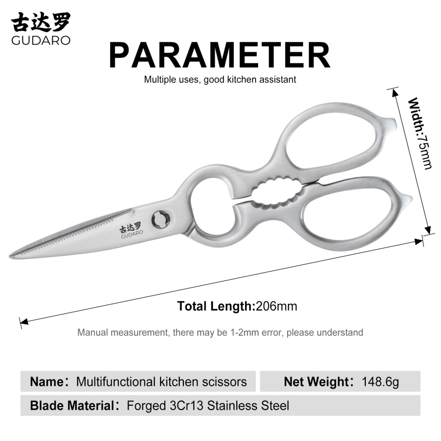 Gudaro - Tijeras para aves RONIN 20,6 cm, acero inoxidable
