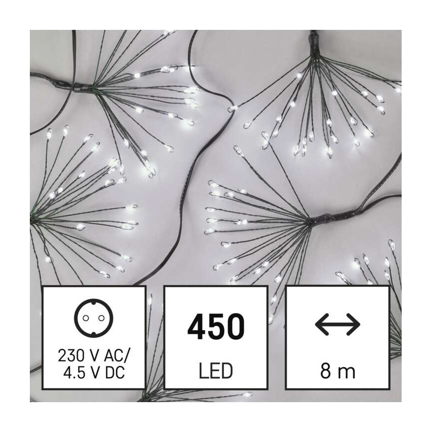 Guirnalda de 450 LEDs, 8+3 m, blanco frío