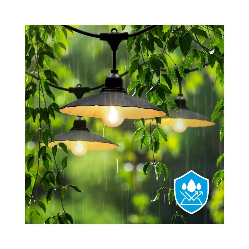 Guirnalda de luces decorativa para exterior CRETE 10xE27/230V 15m IP44