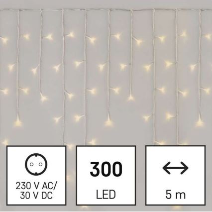 Guirnalda de luces LED para exteriores 300 LEDs/8 modos 10 m IP44, blanco cálido + mando a distancia