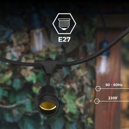 Guirnalda decorativa LED para exterior 10xE27/1W/230V 10,94 m IP44 negra