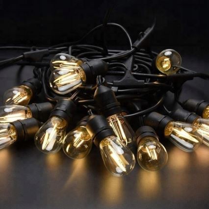 Guirnalda decorativa LED para exterior 20xE27/1W/230V 20,94 m IP44 negra
