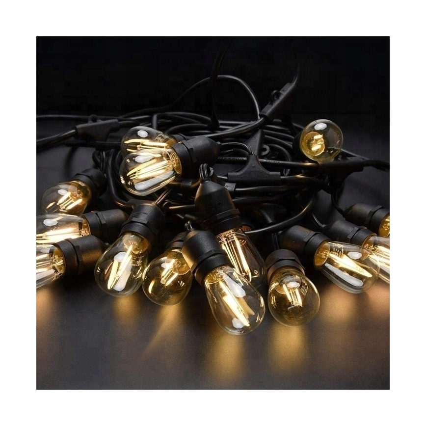 Guirnalda decorativa LED para exterior 20xE27/1W/230V 20,94 m IP44 negra