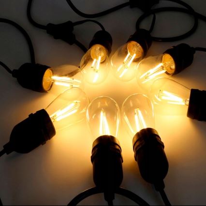Guirnalda decorativa LED para exterior 20xE27/1W/230V 20,94 m IP44 negra