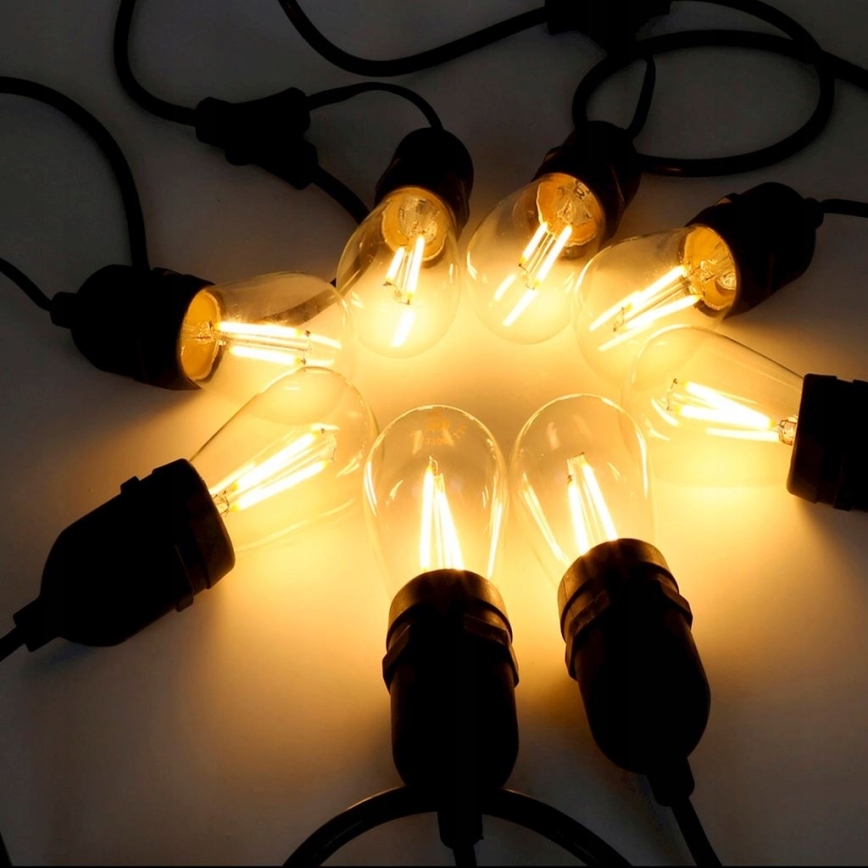 Guirnalda decorativa LED para exterior 20xE27/1W/230V 20,94 m IP44 negra