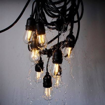 Guirnalda decorativa LED para exterior 20xE27/1W/230V 20,94 m IP44 negra