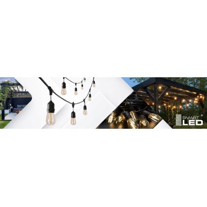 Guirnalda decorativa LED para exterior 20xE27/1W/230V 20,94 m IP44 negra