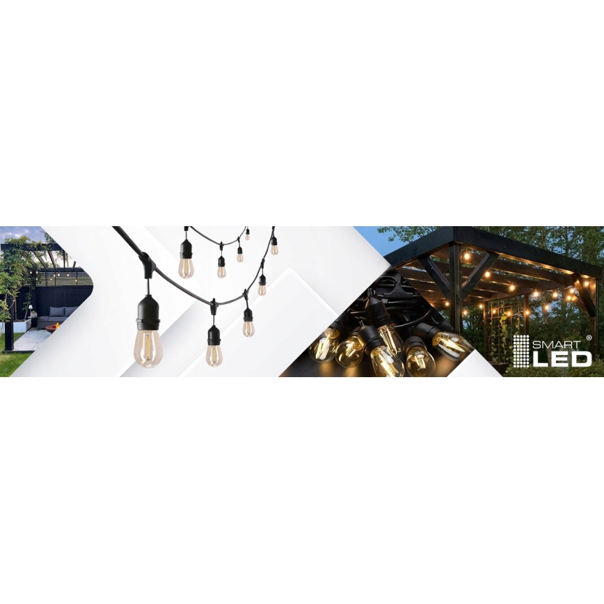 Guirnalda decorativa LED para exterior 20xE27/1W/230V 20,94 m IP44 negra