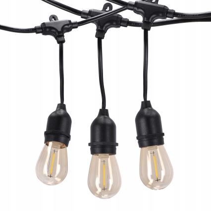 Guirnalda decorativa LED para exterior 20xE27/1W/230V 20,94 m IP44 negra