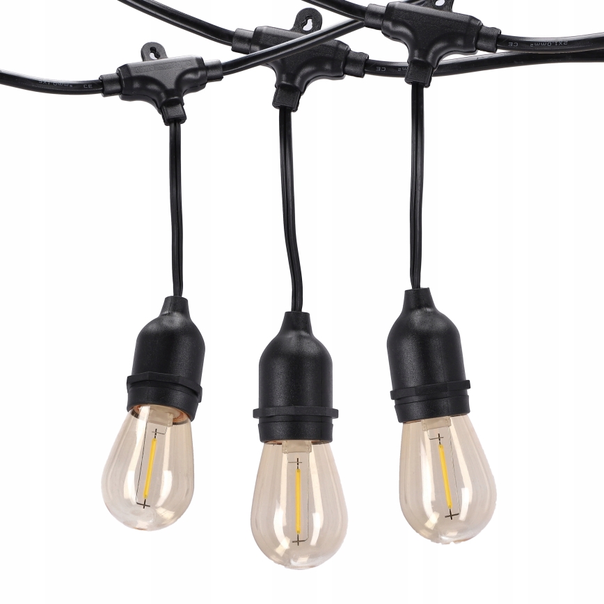 Guirnalda decorativa LED para exterior 20xE27/1W/230V 20,94 m IP44 negra