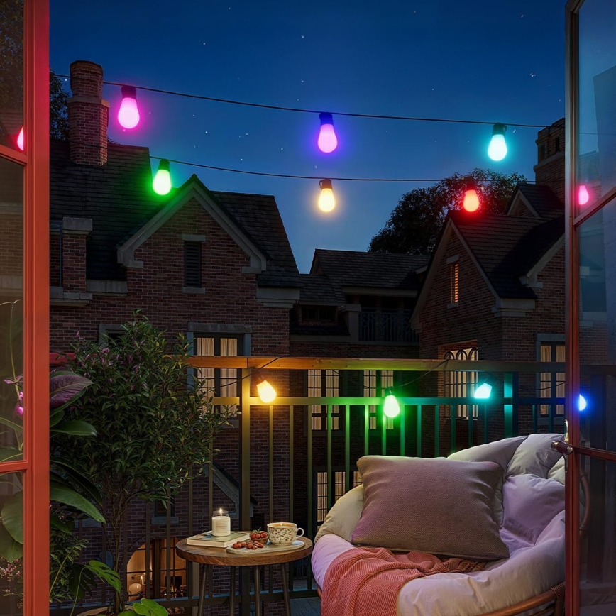 Guirnalda decorativa solar LED RGB regulable 15xLED/18 funciones USB 6 m IP44 negra + mando a distancia