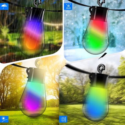 Guirnalda decorativa solar LED RGB regulable 15xLED/18 funciones USB 6 m IP44 negra + mando a distancia