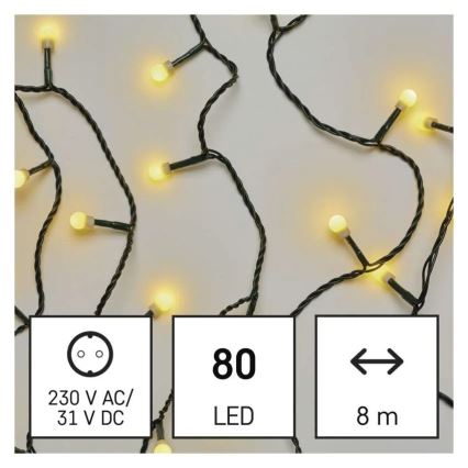 Guirnalda LED 80xLED/230V/8 funciones 13m IP44 blanco cálido
