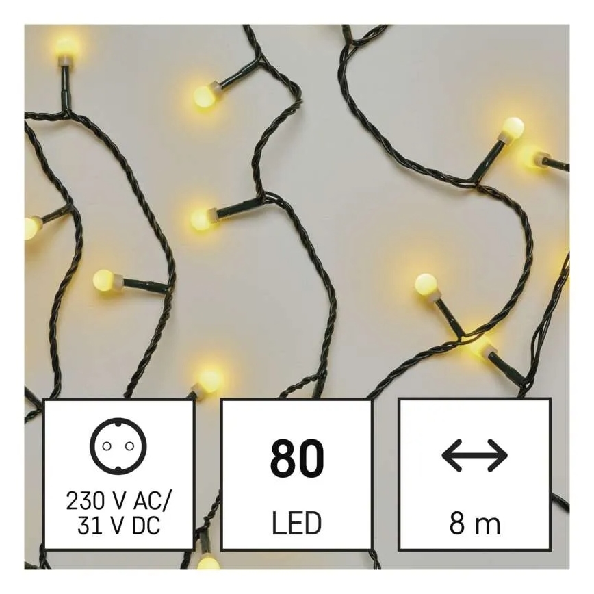 Guirnalda LED 80xLED/230V/8 funciones 13m IP44 blanco cálido