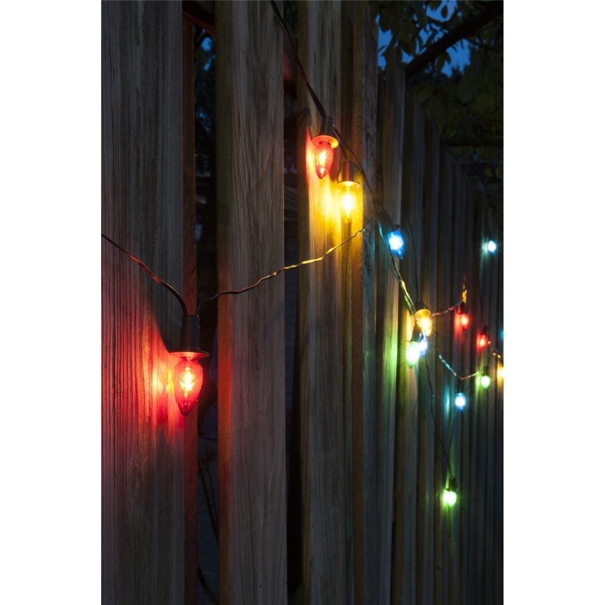 Guirnalda LED exterior ampliable CONE FILAMENT 20xE10 14m multicolor/blanco cálido IP44, Fabricado en la UE