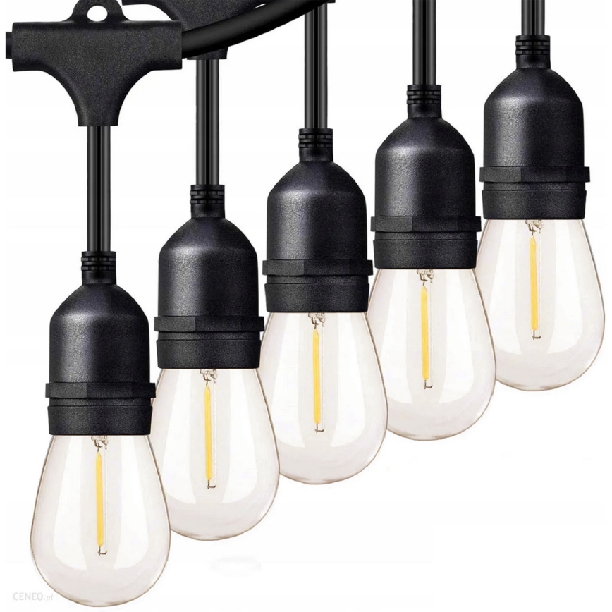 Guirnalda LED decorativa para exterior 10xE27/1W/230V 6,44 m IP44 negra