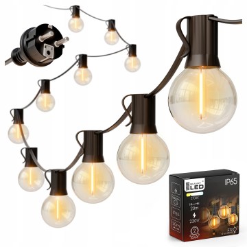 Guirnalda LED decorativa para exterior 20xE12/1W/230V 20 m IP65 negra
