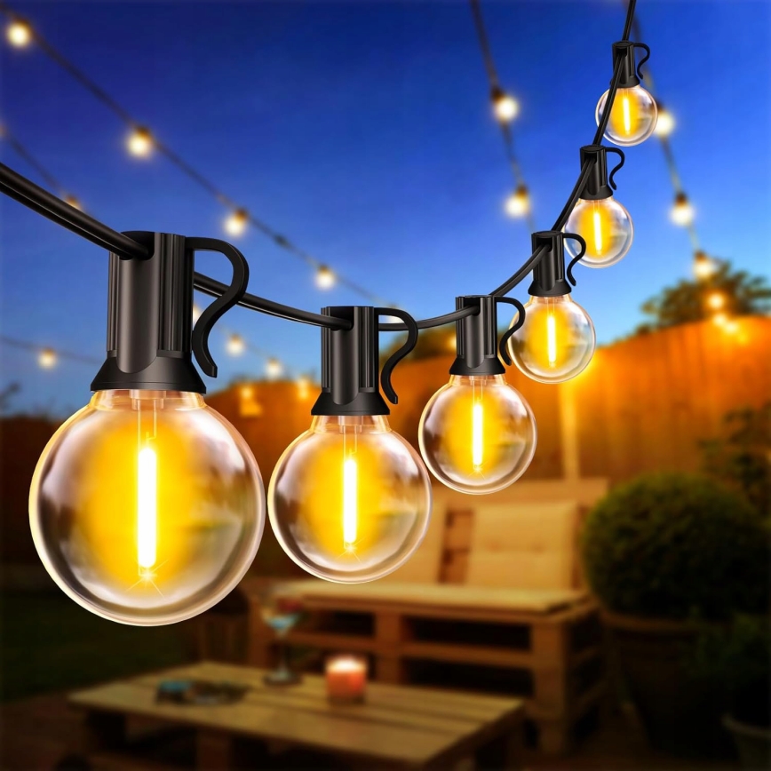 Guirnalda LED decorativa para exterior 20xE12/1W/230V 20 m IP65 negra