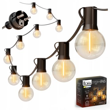Guirnalda LED decorativa para exterior 25xE12/1W/230V 17,5 m IP65 negra