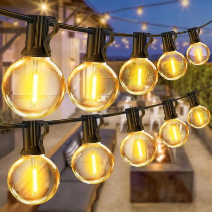 Guirnalda LED decorativa para exterior 25xE12/1W/230V 17,5 m IP65 negra