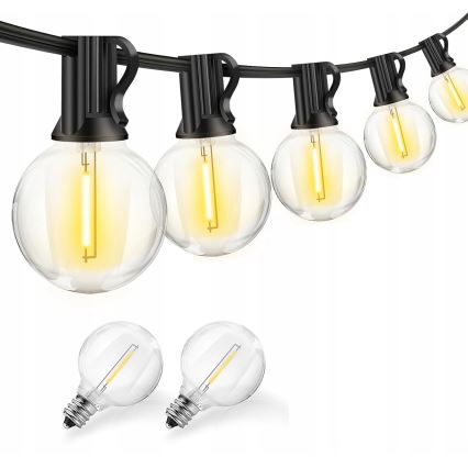 Guirnalda LED decorativa para exterior 25xE12/1W/230V 17,5 m IP65 negra