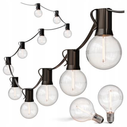 Guirnalda LED decorativa para exterior 25xE12/1W/230V 17,5 m IP65 negra