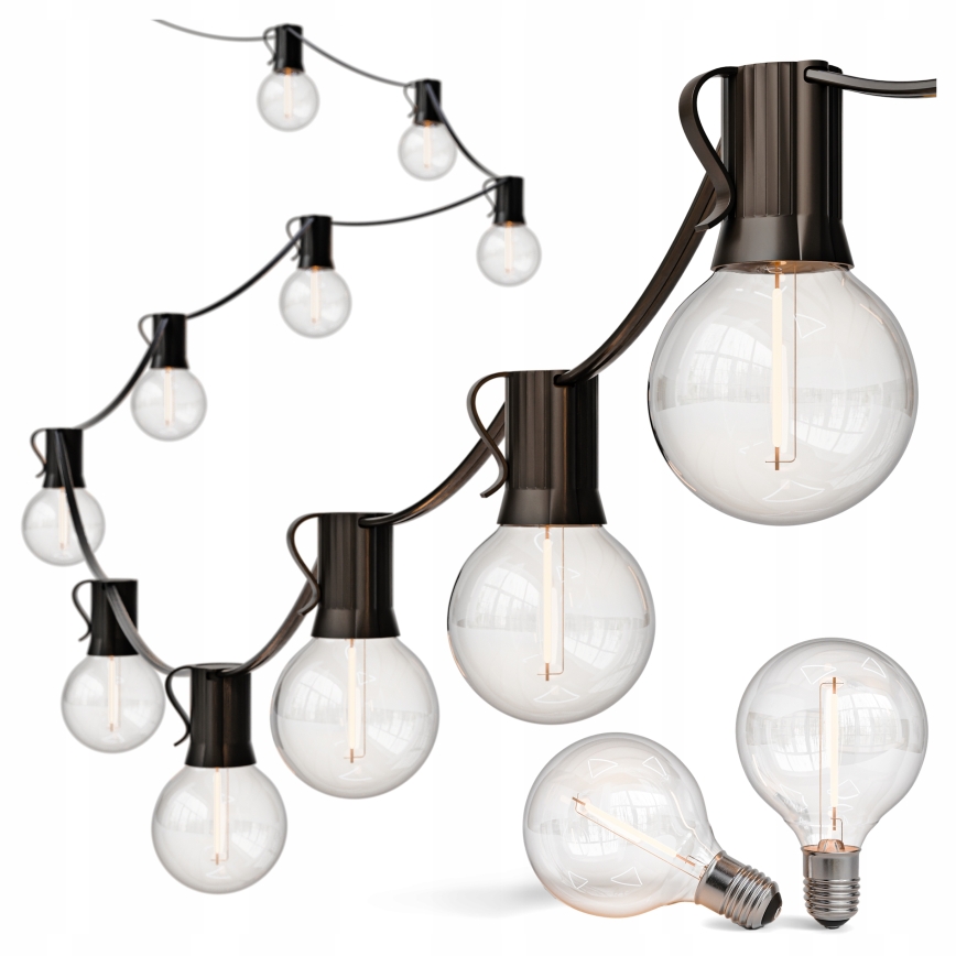 Guirnalda LED decorativa para exterior 25xE12/1W/230V 17,5 m IP65 negra