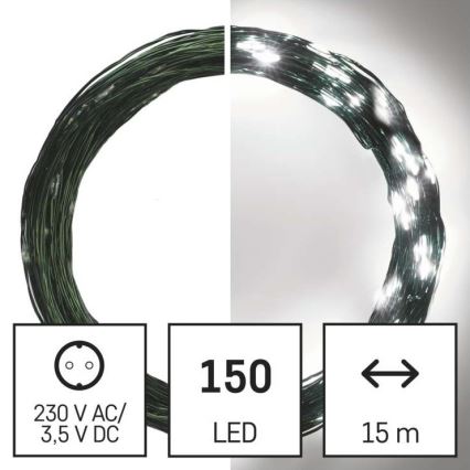 Guirnalda LED navideña para exterior 150 LEDs/20 m IP44 blanco frío