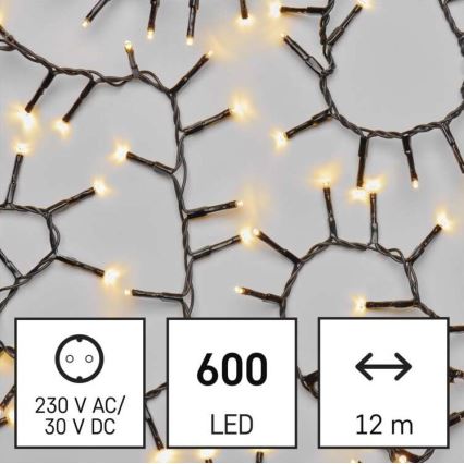 Guirnalda LED navideña para exterior 600 LEDs/17 m IP44 blanco cálido