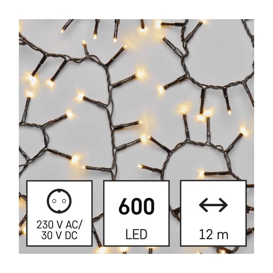 Guirnalda LED navideña para exterior 600 LEDs/17 m IP44 blanco cálido