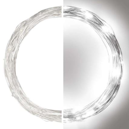 Guirnalda LED para exterior 100 LEDs/15 m IP44 blanco frío