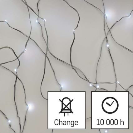 Guirnalda LED para exterior 100 LEDs/15 m IP44 blanco frío