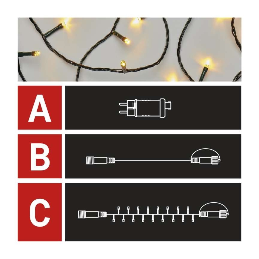 Guirnalda LED para exterior 100xLED/15m IP44 blanco cálido
