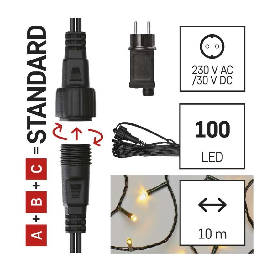 Guirnalda LED para exterior 100xLED/15m IP44 blanco cálido