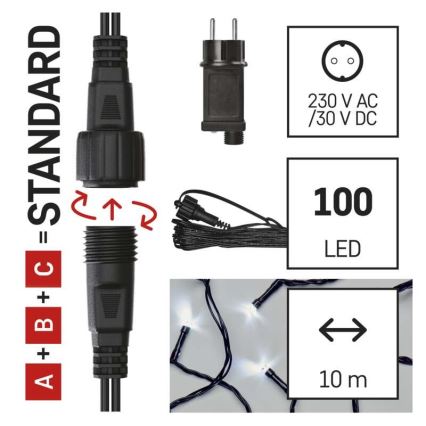 Guirnalda LED para exterior 100xLED/15m IP44 blanco frío