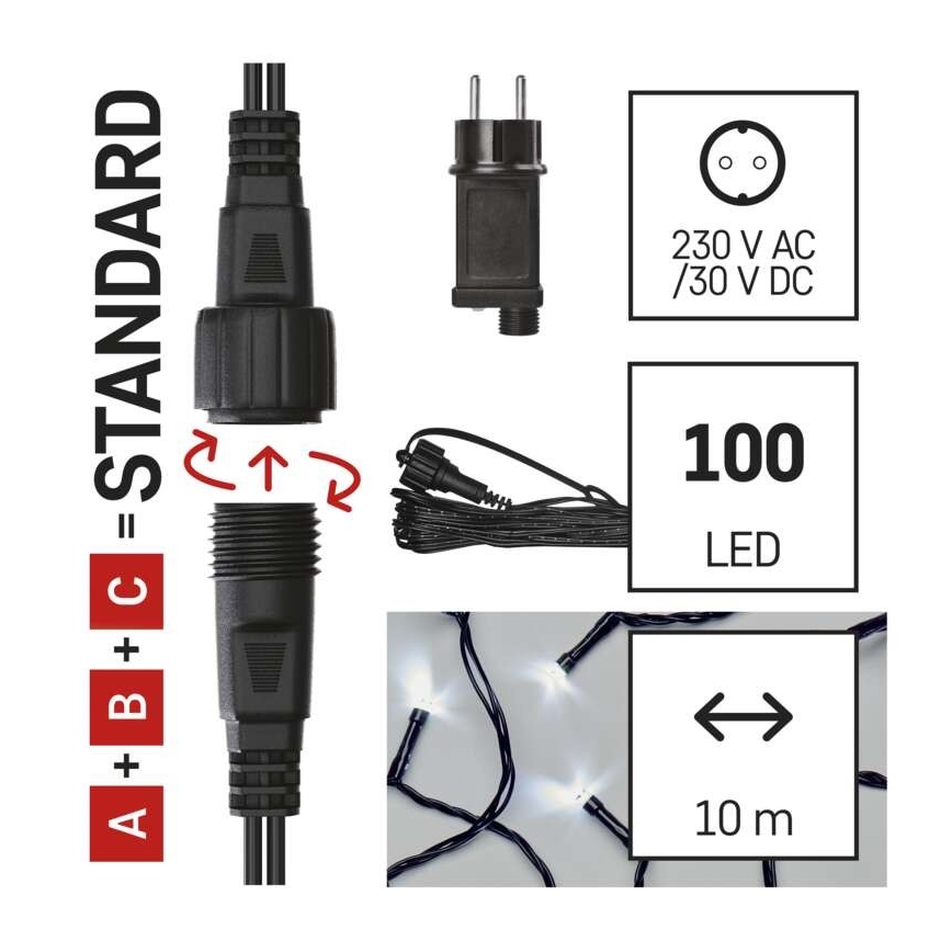 Guirnalda LED para exterior 100xLED/15m IP44 blanco frío