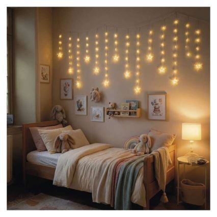 Guirnalda LED para exterior 120 LEDs 3xAA 1,7 m IP44 blanco cálido
