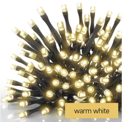 Guirnalda LED para exterior, 120 LEDs, 3×AA, 8,9 m, IP44, blanco cálido