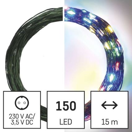Guirnalda LED para exterior, 150 LEDs, 20 m, IP44, multicolor