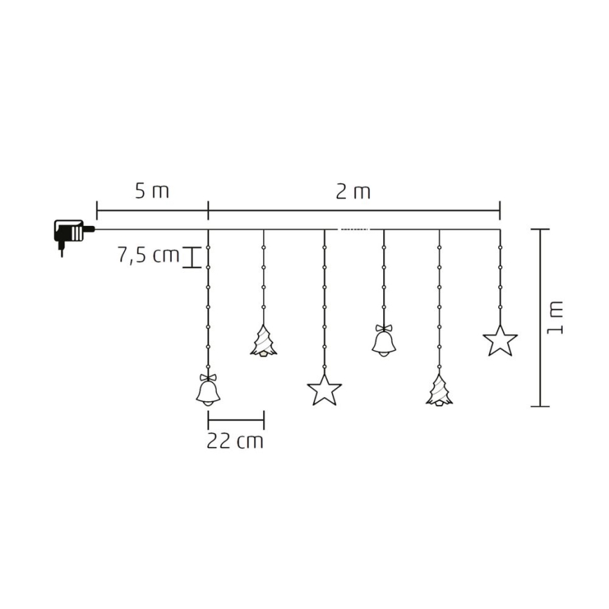 Guirnalda LED para exterior, 186 LEDs, 7 m, IP44, blanco frío